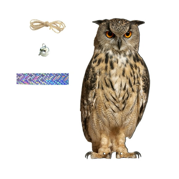 Owl Bird Scare Bell Pendant Rustic Orchard Scare Bird Charm Outdoor Patio Animal Decoration With Bell And 60cm Sisal Rope And 60cm Ribbon Cute Things for Cars