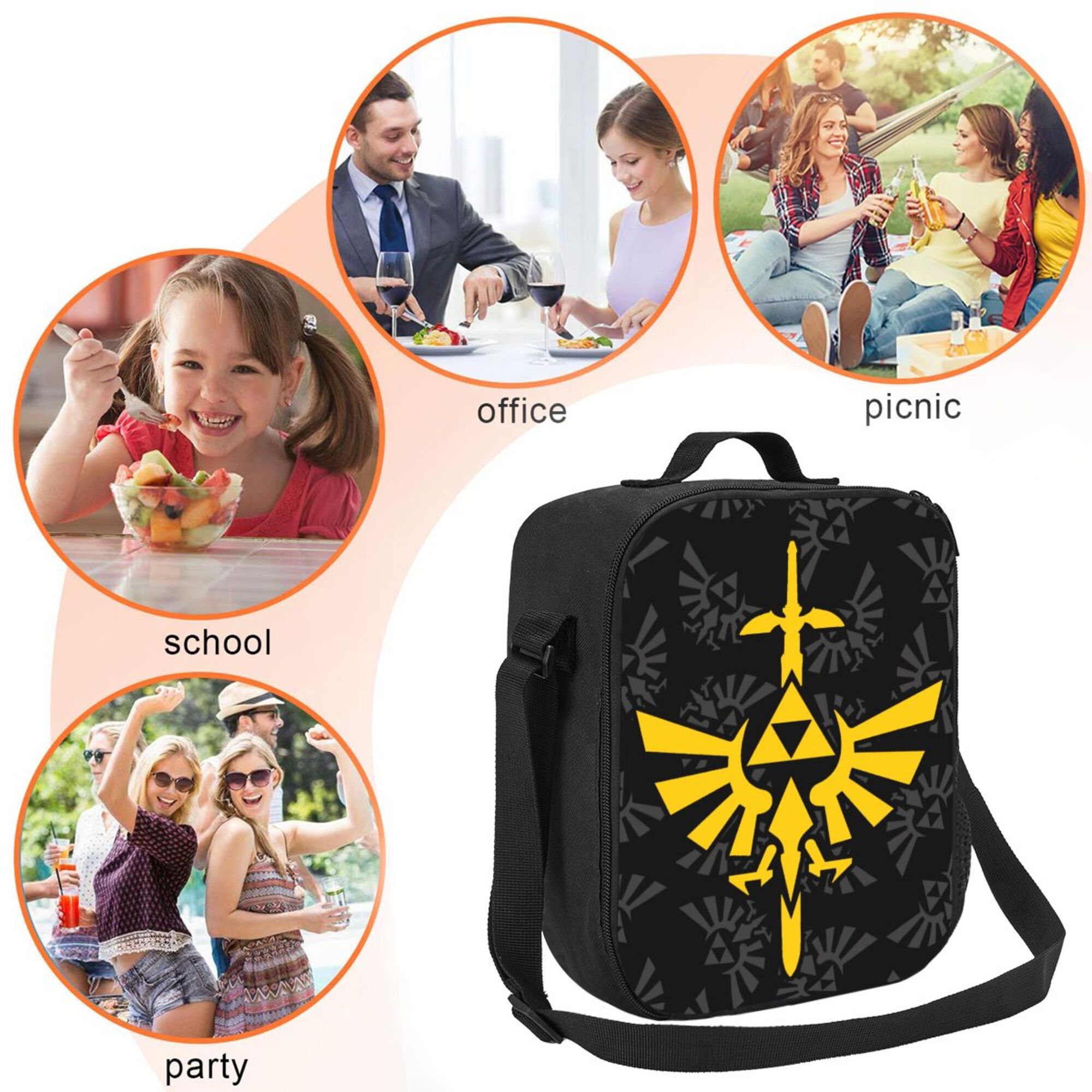 The Legend of Zelda Lunch Bag Lunch Box Lightweight Durable Lunch Tote Bag Portable Reusable Lunch Box Tote for Work Sport Picnic Camping