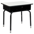 thumbnail image 2 of Drevy Billie Student Desk - Gray Open Front Metal School Desk - 24"W x 18"D Adjustable Height, Durable Desk for School or Learning, Grey, 2 of 8