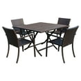 thumbnail image 2 of 5pcs Cafe Square Back Chairs and Folding Wicker Table Dining Set - Brown Cushions, 2 of 2