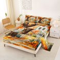thumbnail image 2 of Manfei Classic Halloween Pumpkin Lantern Queen Sheets,Bat Silhouette Queen Sheet Sets,4-Piece,1 Flat Sheet,1 Fitted Sheet and 2 Pillowcases, 2 of 6