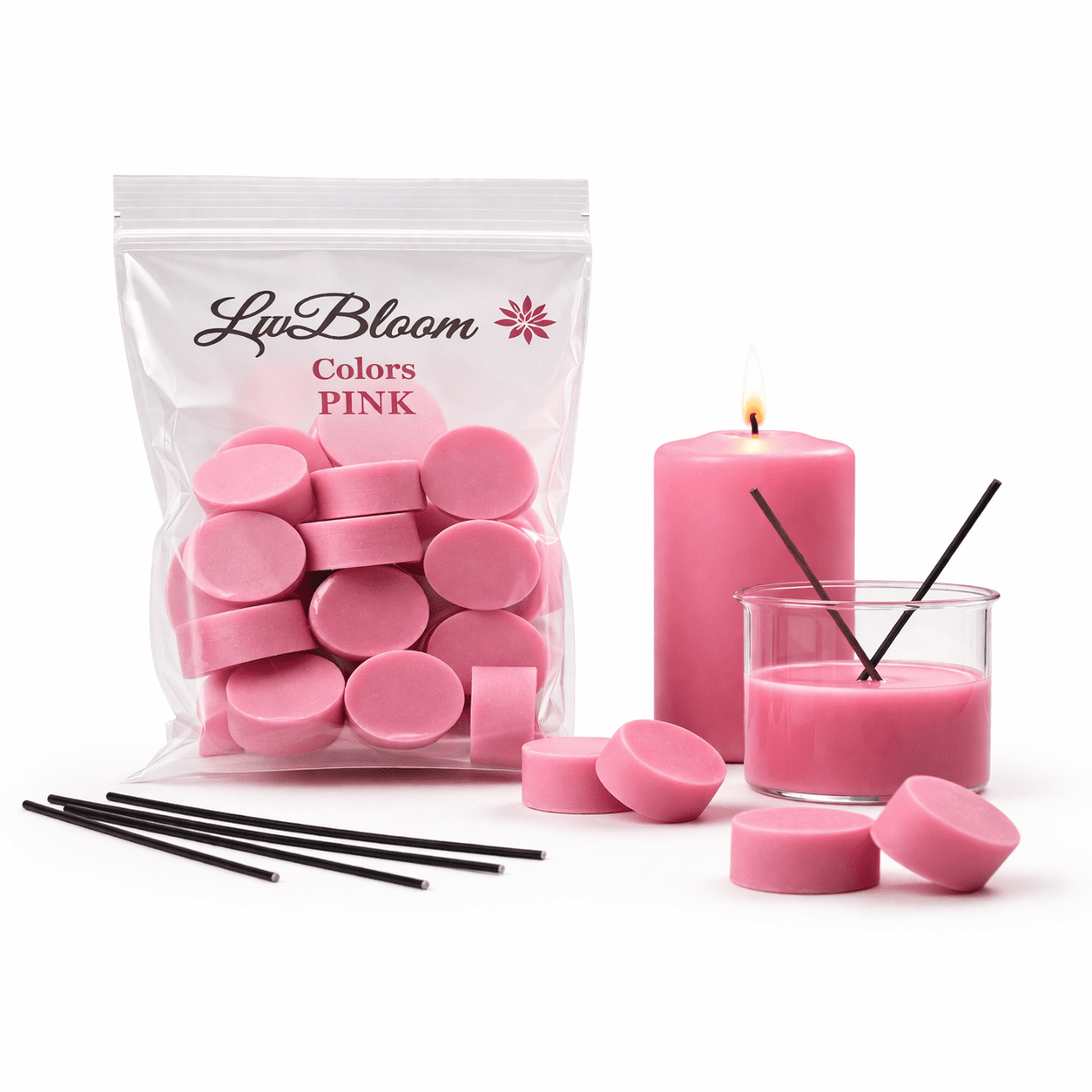 LwBloom Candle Color Dye Chips – 240 Pieces, 24 Vibrant Colors, Candle Making Dye for Soy, Beeswax & Paraffin, Long Lasting Wax Color Chips