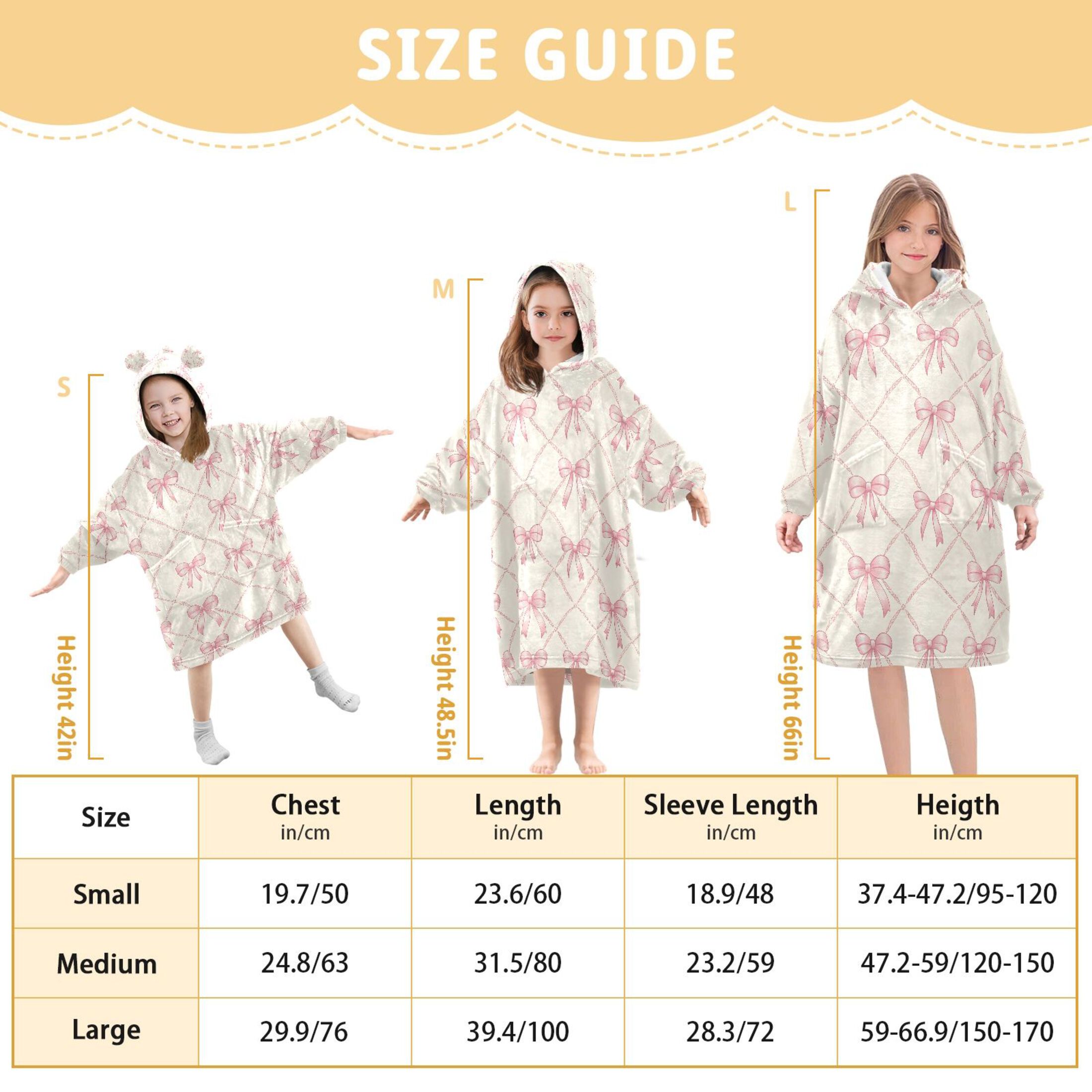joogoo Wearable Blanket Hoodie for Bows Checkered Oversized Sherpa Hooded 3-14 YR M