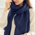 thumbnail image 3 of Tweang Pashmina Shawl Silk Scarf Long Shawl for Women Silk Scarf Poncho Shawl Wraps for Women Neck Gaiter Linen Scarf for Women Navy One Size, 3 of 4