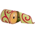 thumbnail image 1 of Vickerman Q172191 4 in. x 10 Yard Green & Red Towel Scrolls Wired Ribbon, 1 of 1