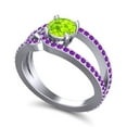 thumbnail image 2 of 2.50 Carat Round Cut Peridot & Amethyst Gemstone Stylish Anniversary Ring for Women Solid 14K White Gold Size 11.5 by Diamond-Capitals, 2 of 8