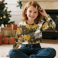 thumbnail image 3 of COEQINE Girls Loose Fit Crop Top, Long Sleeve Comfort Sweatshirt, Fall Winter Clothes Crewneck Pullover for School Tween Age 9-10, Cat Black Yellow, 3 of 7