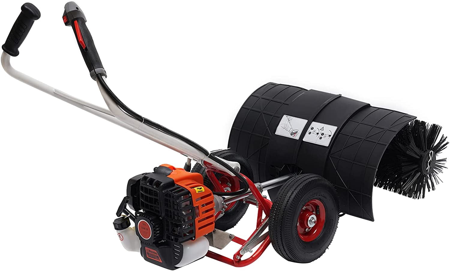 Miumaeov 2 Stroke 52cc Gas Power Sweeper Handheld Snow Sweeping Broom Driveway Turf