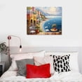 thumbnail image 4 of Nawypu Italy Painting Canvas Wall Art： Mediterranean Cityscape Artwork Italian Sea Picture Modern City Street Decoration Landscape Prints for Paris Cafe Room Decor 20x16 inch, 4 of 4