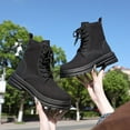 thumbnail image 5 of KELINFONG Women's Chelsea Platform Combat Boots Lace Up Lug Sole Buckle Ankle Booties Shoes, 5 of 7