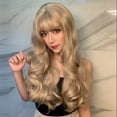 thumbnail image 5 of MUAXDA 25 In Women's Long Wavy Wig With Bangs Blonde Chemical Fiber Long Curly Hair Head Covers, 5 of 6