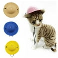 thumbnail image 5 of Pet Straw Hat Adjustable - Simple Casual Solid Color Dog Sun Cap Cat Summer Hat, 5 of 5