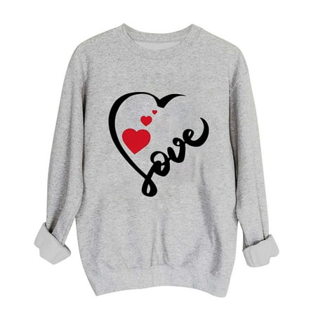 

Women s Round Neck Long Sleeve Printed Heart Sweatshirt Top plus Size Shirts for Women 2x Solid T Shirt Women Dressy plus Size Blouses for Women Christmas Tunics for Women plus Size plus Size Bra