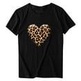 thumbnail image 5 of Tops for Women Valentine's Day Short Sleeve Heart Round Neck Print T-Shirt Black S, 5 of 5