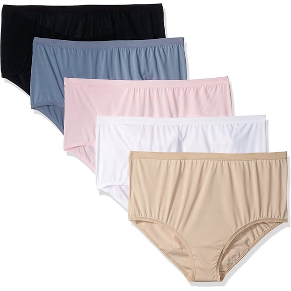 Fruit of the Loom Women's Plus Size Fit for Me 5 Pack Microfiber Brief Panties, Assorted,Size 9