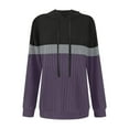 thumbnail image 5 of Otntypg Long Sleeve Hoodie Tunic Sweaters for Women Fall Casual Ribbed Knitted Drawstring Hooded Sweater Tops Loose Irregular Hem Blouses Purple#01 XXL, 5 of 6
