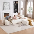 thumbnail image 4 of 118" Chenille Boneless Sectional Sofa, 3-Seater Modern Modular Cloud Couch with Removable Ottoman, No Assembly Required, Beige, 4 of 11