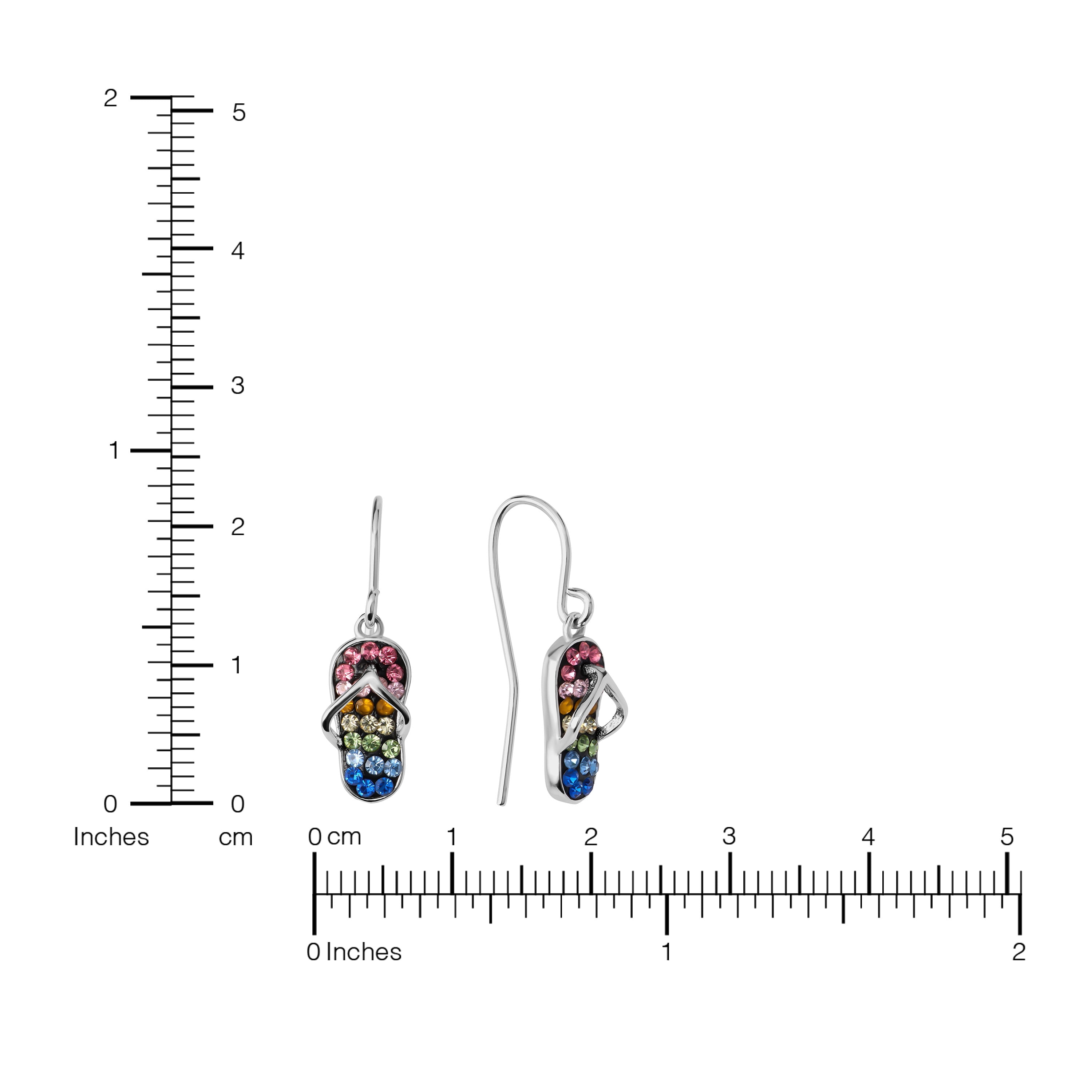 Marisol & Poppy Multi-Color Crystal Flip-Flop Drop Earrings in Sterling Silver for Women & Teens