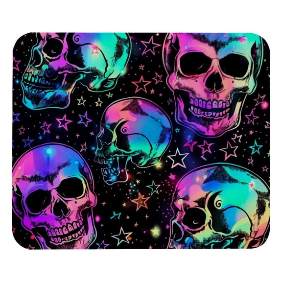 PhooArto Comfortable Mouse Pad Neon Stars Skull Pattern Desktop Mousepad , 21 x 25 cm Mouse Mat, Non-Slip Rubber Base, Improves Speed and Precision