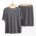 thumbnail image 4 of Mens Matching Pajama Set 2 Piece Short Sleeve Shirt Lounge Pants Soft Breathable Sleepwear Perfect Matching Loungewear for Summer Nights Dark Gray Xl, 4 of 6