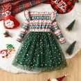thumbnail image 4 of NAISIBABY Christmas Dresses for Girls, Cute Bow Long Sleeve Sequin Tulle Casual Party Princess Dresses Green 8T, 4 of 9