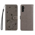 thumbnail image 2 of SaniMore for Samsung Galaxy A13 5G 6.5" 2021 Case, PU Leather Skin with Embossed Cat Flip Magnetic Cover Card Slots Kickstand Detachable Lanyard Full Around Wallet Case for Galaxy A13 5G, Gray, 2 of 9