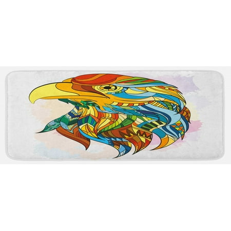 

Eagle Kitchen Mat Inspired Bald Eagle Pattern with Oriental Color Scheme Flying Animal Design Plush Decorative Kitchen Mat with Non Slip Backing 47 X 19 Multicolor by Ambesonne
