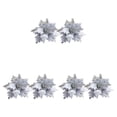 thumbnail image 4 of Kearding 2 Piezas 25cm Glitter Poinsettia Árbol de Navidad Flores Artificiales Plata Type1 NO1, 4 of 6