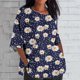 thumbnail image 5 of Blusas para las Mujeres Casual Recortado 3/4 Manga Flores Plantas Impreso Suelto Top, Mujer 3/4 Manga Tops Y Blusas, 5 of 8