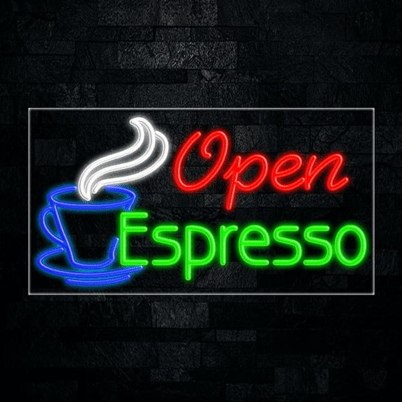 Espresso Open LED Neon Sign 33"L x 18"H #31698