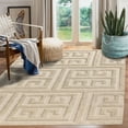 thumbnail image 4 of Teppich Homes Beige Geometric Pattern Wool Area Rug 7x10 - Soft Tufted Carpet for Living and Bedroom Decor, 4 of 7