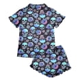 thumbnail image 6 of JIAYUE Women's Pajamas Set Halloween Themed Short Sleeve Notched Collar Buttons Down PJS Tees With Shorts Two Piece Festive Print Lightweight For Holiday Party Homewear Night, 6 of 7