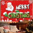 thumbnail image 5 of Fondo navideño con patrón de muñeco de nieve y Papá Noel, pancarta de casa de jengibre, decoraciones navideñas para el hogar, Año Nuevo 2024 2025, 5 of 5