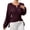 Claret, variant on Womens Blouses Long Sleeve Cinched Waist Wrap Solid Color Shirts Elegant Lantern Sleeve Blouses for Going Out