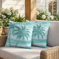 thumbnail image 3 of 24x24 Pillow Covers Set of 2, Teal Coastal Tree Square Throw Pillow Covers for Couch/Sofa/Living Room, Vintage Palm Tree Summer Tropical Botanical Decorative Soft Pillowcases for Couch Throw Pillows, 3 of 9