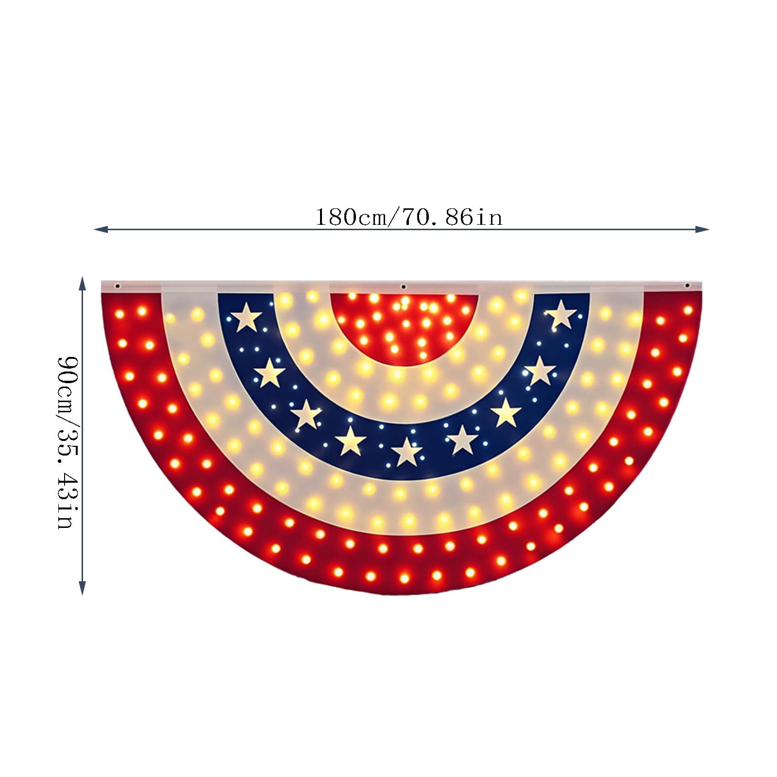 AURIGATE LED Illuminated Patriotic Bunting Flag, American Flag Semi-Circular Fan for Independence Day Labor Day Memorial Day, Outdoor Yard Decor