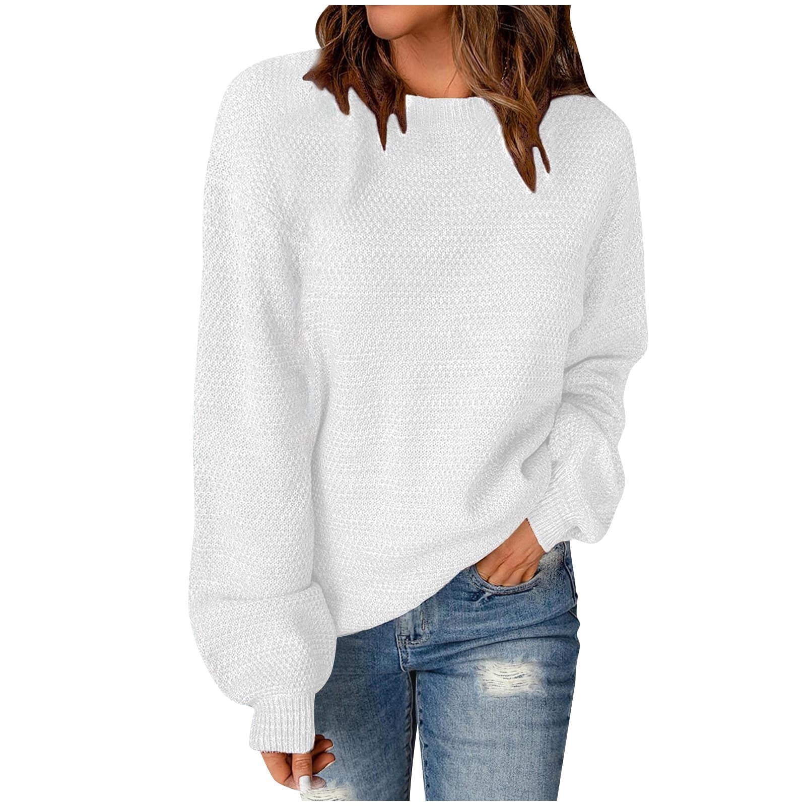 Timegard Sweaters for Women Crew Neck Long Sleeve Tops Oversized