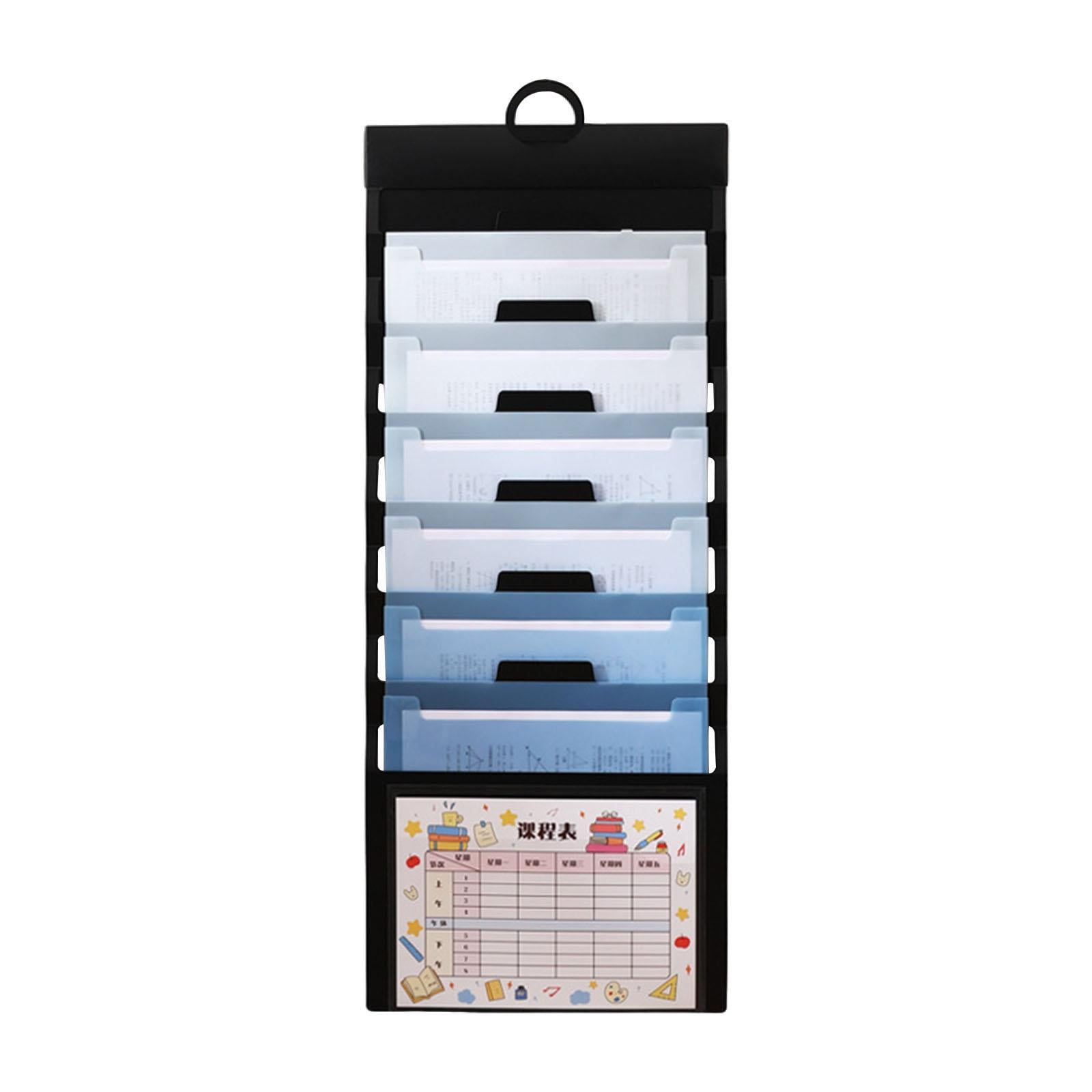 koolsoo Hanging Wall File Organizer Document Holder 6 Pocket Wear Resistant Sturdy Paper Folder File Folder Expanding for Home School blue
