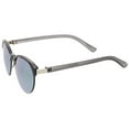 thumbnail image 3 of sunglassLA Unisex Double Nose Bridge Metal Trim Mirror Lens Round Cat Eye Sunglasses 55mm (Black-Silver / Green Mirror) - 55mm, 3 of 4