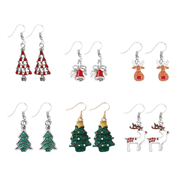 6 pares de pendientes navideños con temática navideña (estilo aleatorio) Sailing Electrónica