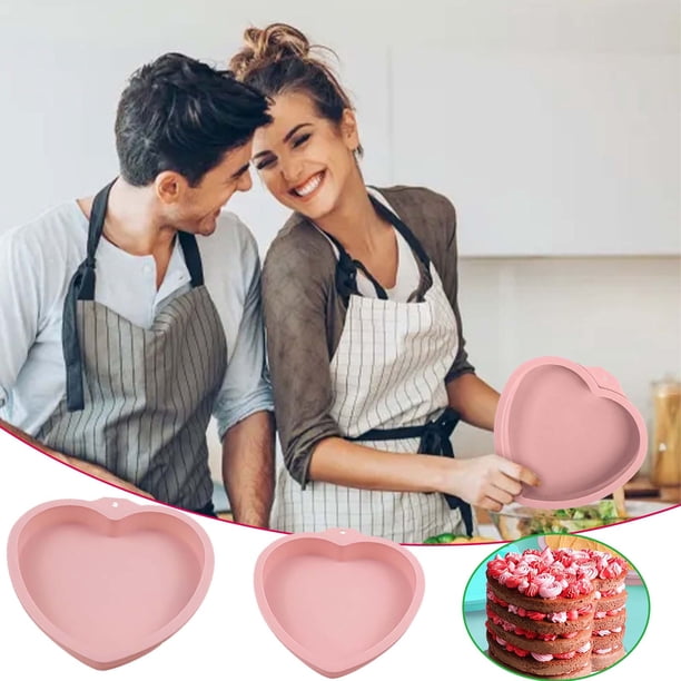 Molde de pastel de silicona en forma de corazón | Molde para hornear reutilizable antiadherente | Bandeja de postre flexible para brownies, muffins, cupcakes | Horno apto para microondas
