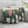 thumbnail image 3 of COMIO  Hand Made National Bohemian Housewarming Car Home Decoration Cushion Cover Pillowcase, Blue Elephant Design Textured Throw Pillow Cover, 3 of 5
