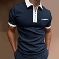 thumbnail image 2 of Beugl Mens Shirts, Men Summer Solid Print T Shirt Turn Down Collar Short Sleeve Tops T Shirt Golf Shirts for Men, Polo Shirts for Men Navy XXXL, 2 of 4