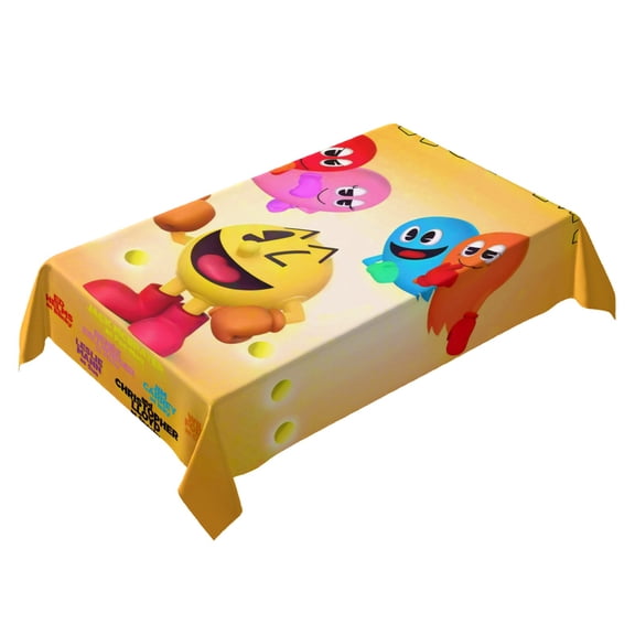 Pacman-theme square tablecloth has an iconic print, fits most tables, and is easy to care for perfect gifts for fans friends and family，55" x 71"（140*180cm）