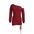 thumbnail image 4 of YueHuiYing Women's Knit V-Neck Long Sleeve Bodycon Dress Stretchy Soft Slim Fit Side Slit Casual Daily Party Date Night Office Mini Dress, 4 of 6