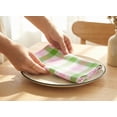 thumbnail image 2 of PurpleEssences Gingham Check Cloth Napkins Set of 10, 18x18 inches - Apple Green and Bush Pink, 2 of 5