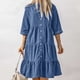 thumbnail image 1 of Vestido Vestido midi azul con cuello vuelto Vestido plisado de corte holgado Traje urbano clásico Ygjytge Azul T XL para Mujer, 1 of 7