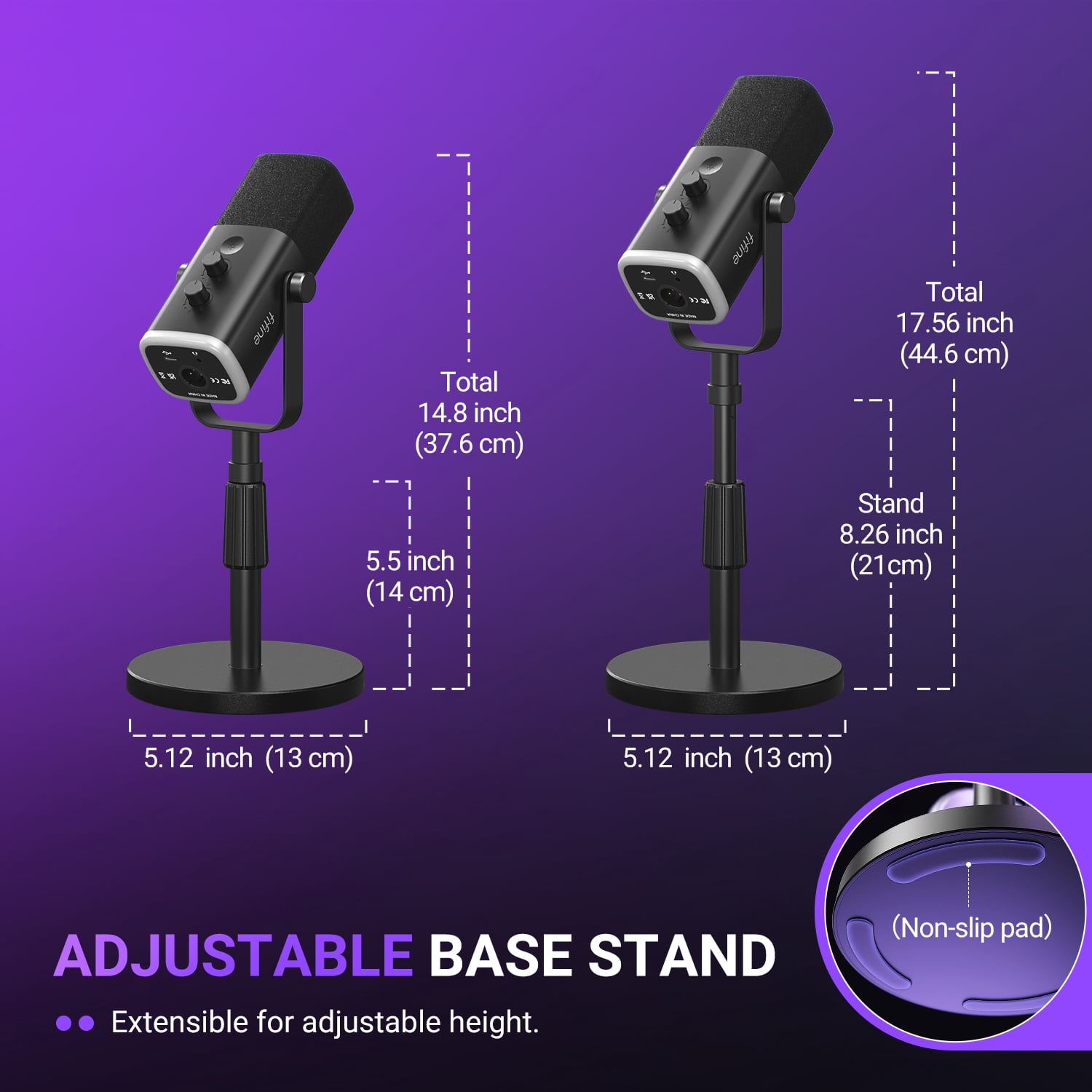 FIFINE AM8 with Height-Adjustable Stand, XLR USB Dynamic Microphone for Computer PC PS5, Gaming/Streaming Mic with RGB, Headphone Jack, Mute, Gain Knob