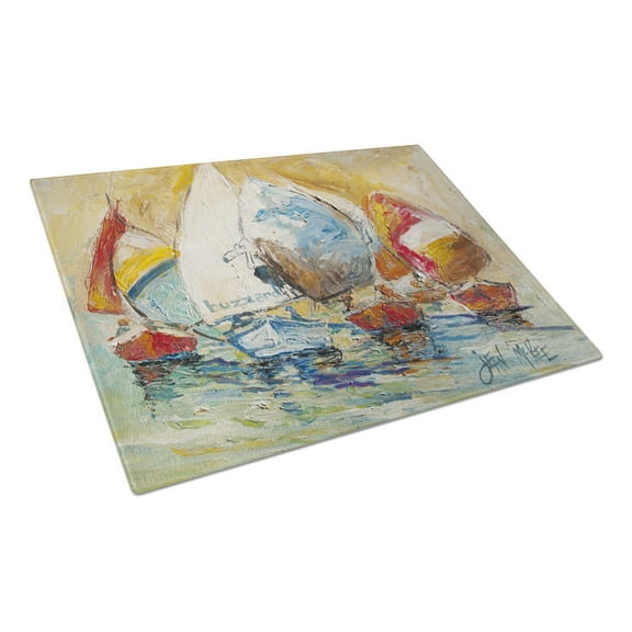 Caroline's Treasures Buzzards Sailboat Race Glass Cutting Board Large