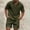 Army Green, variant on Men's 2 Piece Waffle Knit Outfit Half Zip Polo Shirt and Shorts Textured Summer Set for Guys Who Love Laid-Back Style Black S